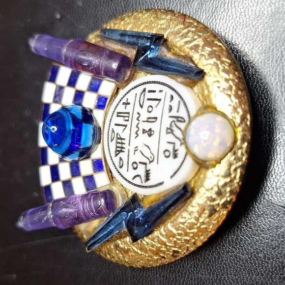 EUC HANDMADE BEAUTIFUL OPAL ARTIST PIECE WITH BLUE GLASS - Picture 3 of 4